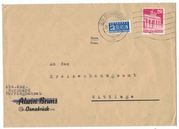 NB378    Bizone Bauten 20 Pfg M.Notopfer Brief 1950 Osnabrück - American/British Zone