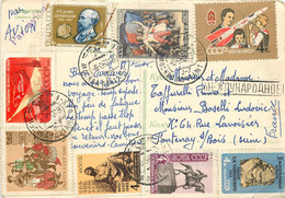 Russia - Stamps 1961 And 1962 On Postcard - Brieven En Documenten