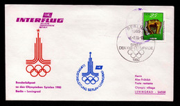 DDR Brief LUFTPOST Interflug Aeroflot BERLIN - Leningrad UdSSR - 8.7.80 - Spiele Der XXII. Olympiade - Cartas