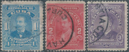 CUBA,REPUBLIC OF CUBA 1911 Telegraph - Telegrafos 1c Blue - 2c Red & 3c Deep Reddish Violet,Obliterated - Telegraafzegels