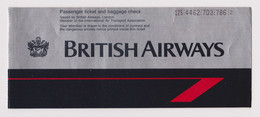 UK England United Kingdom Airlines Airline Carrier BRITISH AIRWAYS Passenger Ticket Used (49210) - Wereld