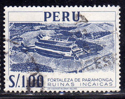 PERU' 1957 1959 FORTALEZA DE PARAMONGA RUINAS INCAICAS FORTEZZA ROVINE INCAS SOL 1 S USATO USED OBLITERE' - Pérou