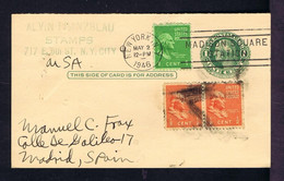 Gc6330 USA Postal Stationery+ Additionals George Washington, Benjamin Franklin 1946 Mailed Madrid - George Washington