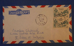 G3 TOGO BELLE LETTRE 1950 PREMIER VOL RARE DE LOMé POUR ST PIERRE ET MIQUELON + TAMPON+ PAIRE DE T.P. - Storia Postale