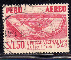 PERU' 1949 AIR MAIL POSTA AEREA UNIDAD VECINAL SOL 1,50s USATO USED OBLITERE' - Pérou