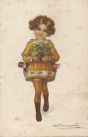 Bompard Petite Fille En Bas Apportant Du Gui. Girl In Stockings Bringing Mistletoe Doll Sopts Taches - Bompard, S.