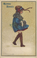 Bompard Petite Fille En Bas Apportant Du Gui. Girl In Stockings Bringing Mistletoe Snow Envoi Marçais Saulzais Potier 18 - Bompard, S.