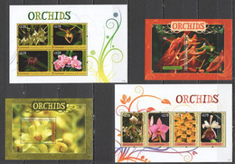 PM054 2011 CANOUAN FLOWERS ORCHIDS #205-12 MICHEL 28 EURO 2BL+2KB MNH - Orchidées