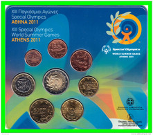 GRECIA MONEDAS EUROSET AÑO 2011 FDC. CARTERA OFICIAL CON LOS 8 VALORES DESDE EL 00,1 CENTIMO  HASTA LA MONEDA DE 2.00 - Griekenland