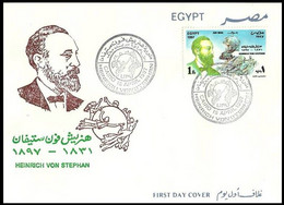 Egypt - Agypten 1997 UPU FDC Heinrich Von Stephan (1831-1897) Director German Postal Service First Day Cover Illustrated - Covers & Documents