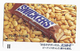 TELECARTE ANCIENNE JAPON CHOCOLAT SNICKERS CACAHUETE - Alimentazioni