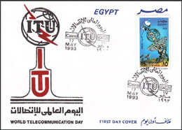 Egypt 1993 FDC ITU World Telecommunication Day First Day Cover Illustrated - Brieven En Documenten