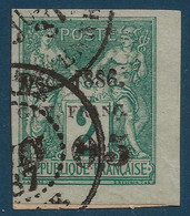 France Colonies Françaises Fragment GUYANE N°1b 5c Sur 2c Vert Oblit Dateur "GUYANE/CAYENNE" JUIN 1887 Certificat BEHR - Oblitérés