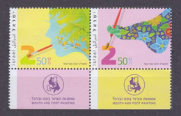 2021 Israel 2vPaarTab Mouth And Foot Painting - Unused Stamps