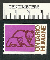 B66-57 CANADA Ontario Humane Society Bears Charity Seal Used - Viñetas Locales Y Privadas