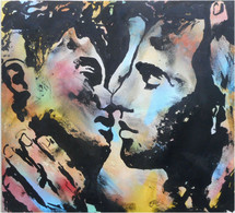 ERIK HILS "Two Boys In Love" Acrylique Sur Panneau Bois, 40/40 New Gay Sex Erotik - Acryl