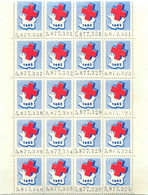 CROIX ROUGE - 1962 - BLOC FEUILLET De 20 TIMBRES VIGNETTES  Tous NUMEROTES - TRES BON ETAT - Croix Rouge