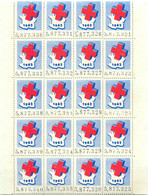 CROIX ROUGE - 1962 - BLOC FEUILLET De 20 TIMBRES VIGNETTES  Tous NUMEROTES - TRES BON ETAT - Rode Kruis
