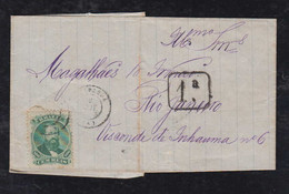Brazil Brasil 1874 Entire Cover 100R Dom Pedro RARANAGUA To RIO DE JANEIRO With 1a Postman Postmark - Covers & Documents