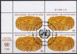 UNO NEW YORK 1988 Mi-Nr. 546 Eckrandviererblock O Used - Aus Abo - Oblitérés