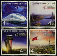 TURKEY 2021 Transport Forum. Trains. Locomotive. Bridge. Tower - Fine Set MNH - Unused Stamps