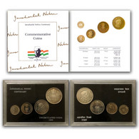 India 1989 Jawaharlal Nehru Commemorative UNC Coin Set In Box 4 Pcs Set  Rare MNH  (**) - Autres – Asie
