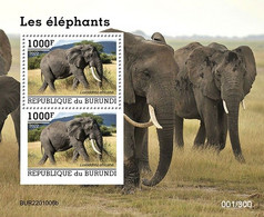 Burundi 2022, Animals, Elephants, Block - Unused Stamps