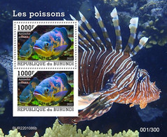 Burundi 2022, Animals, Fishes, Block - Unused Stamps