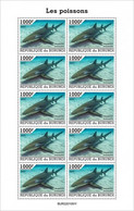 Burundi 2022, Animals, Sharks, Sheetlet - Unused Stamps