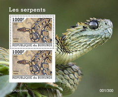 Burundi 2022, Animals, Snake, Block - Unused Stamps
