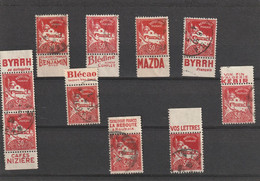 Algérie Lot De 10 Timbres Oblitérés Avec Bandes Publicitaires Différentes Du N° 79Ab - Gebraucht