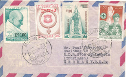 Chile Air Mail Cover Sent To Germany DDR 22-9-1959 Overprinted Stamps Mahatma Gandhi And Other Stamps - Chile