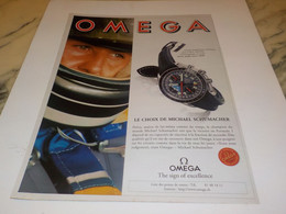 ANCIENNE PUBLICITE LE CHOIX DE MICHAEL SCHUMACHER  MONTRE OMEGA  1996 - Automobile - F1