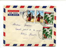 CAMEROUN  - Affranchissement Sur Lettre Par Avion - Danses / Fleurs Café - Kameroen (1960-...)