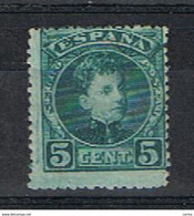 SPAGNA:  1901/05  ALFONSO  XIII°  -  5 C. VERDE  L. -  YV/TELL. 213 - Nuevos