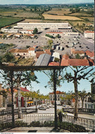 2 CPSM/gf (32) VIC-FEZENSAC.  Vue Générale Aérienne  /  La Grande Place, Commerce Café Des Sport, La Ruche, BNP. .*6399 - Vic-Fezensac