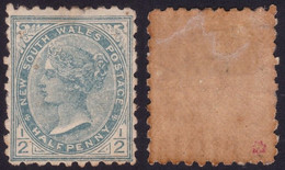 NEW SOUTH WALES 1892 1/2d P10 Sc#95d - MH Disturbed-toned Gum @P344 - Neufs