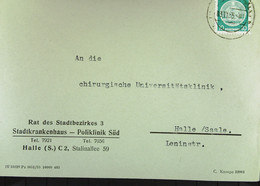 DDR: Dienst-Brief Mit 10 Pf HALLE Vom 3.11.55 Abs: Rat Des Stadtbezirkes 3 Stadtkrankenhaus Halle Stalinallee Knr: 19 I - Storia Postale