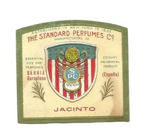 JACINTO THE STANDARD PERFUMES ÉTIQUETTE PARFUMERIE PARFUM LABEL ETIKETT PARFÜMERIE ETICHETTA PROFUMERIA - Etiquettes