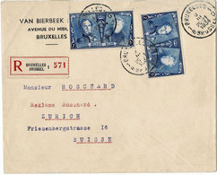 1934, 2 Fr. , 2 Timbres , Lettre Recomm. A L' Etranger,  # A6606 - Cartas