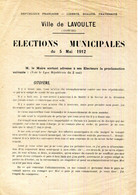 FACTURE.07.ARDECHE.LA VOULTE.PROCLAMATION DU MAIRE POUR LES ELECTIONS 5 MAI 1912 + 2 BULLETINS. - Non Classés