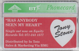 UNITED KINGDOM BT 1992 TONY STONE HAS ANYBODY SEEN MY HEART MINT - BT Emissions Privées