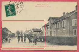 Anould Vosges :  Le Souche D'Anould - Le Centre - Route De St-Léonard - Attroupement De Cyclistes Et Enfants - Anould