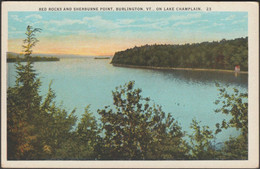 Red Rocks And Sherburne Point, Burlington, Vermont, 1910 - Charles W Hughes Postcard - Burlington