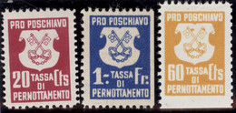 Heimat GR POSCHIAVO Lot 3 Fiskalmarken 20, 60 Cent., 1.- Fr. - Fiscaux