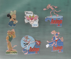 PINS PIN'S DISNEY1165  LA PANTHERE ROSE PINK THINK PANTER  KARATE SURF AXION MINNIE BEBE IBM LOT 6 PINS - Disney