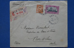 V21 INDO CHINA BELLE LETTRE IMPRIME RECOM. 1930 INDOCHINE NAM DINH POUR BAR SEINE FRANCE+ AFFRANCH. INTERESSANT - Briefe U. Dokumente