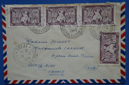 X8 INDO CHINA BELLE LETTRE 1949 VOYAGEE PAR AVION DALAT A BAR S AUBE FRANCE +BANDE DE 3 T.P + AFF INTERESSANT - Lettres & Documents