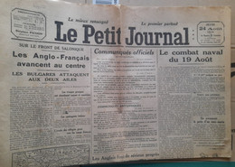 WWI Quotidien Le Petit Journal 24 Aout 1916 Le Front De Salonique Le Combat Naval Du 19 Aout - Le Petit Parisien