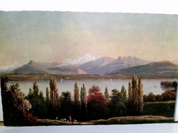 Ecole Genevoise Vers 1830. Le Lac Et Le Mont Blanc Depuis Pregny Huile Sur Tolle 28x40. Propriété Privée. Alte - Pregny-Chambésy